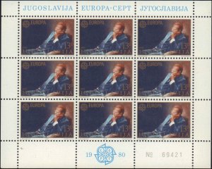 Yugoslavia #1467-1468, Complete Set(2), Sheet Of 9, 1980, Europa, Never Hinged