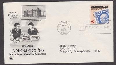 2145 Ameripex PCS FDC with neatly typewritten address