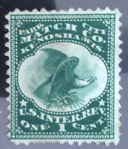 Scott#RO142a - 1c Green - Old Paper - Park City Match Co.