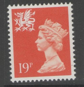 WALES SGW50 1988 19p BRIGHT ORANGE RED MNH