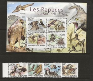 BURUNDI Sc 862-66 NH SET+S/S of 2011 - BIRDS - EAGLES 