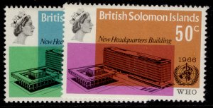 BRITISH SOLOMON ISLANDS QEII SG155-156, 1966 WHO set, NH MINT.