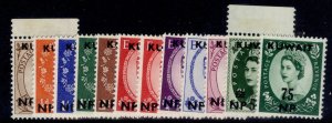 KUWAIT QEII SG120-130, 1957-58 set + 15n.p on 2½d TYPE II, LH MINT. Cat £65.