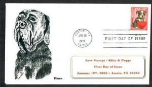 5746 - FDC -Love –Puppy and Heart -Wally Jr Cachet -Rose -FDOI Killbar