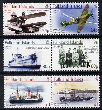 FALKLAND IS.  - 2005 - End of WWII, 60th Anniv - Perf 6v Set - Mint Never Hinged