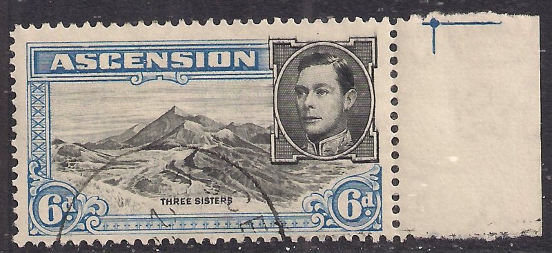 Ascension Island 1938 - 53 KGV1 6d Blue & Black used SG 43 ( C252 )