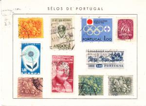 PortugalPost Card with Small Stamp Collection Affixed