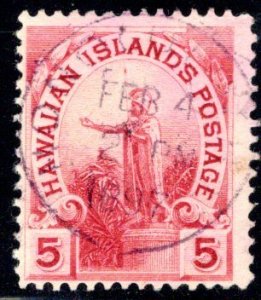 Hawaii #76 SON Honolulu 231 cancel dated Feb 4 1897 in purple ink (rarity 5)