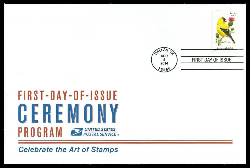 Scott 4890 Forever American Goldfinch First Day Cover w/ Ceremony Program Insert