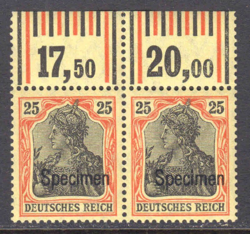 GERMANY 85a SPECIMEN PAIR OG NH VF $290 SCV FOR NORMAL BEAUTIFUL GUM SCARCE