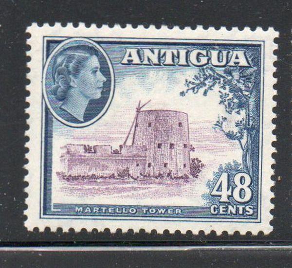 Antigua Sc 117 1953 48c QE II & Martello Tower stamp mint