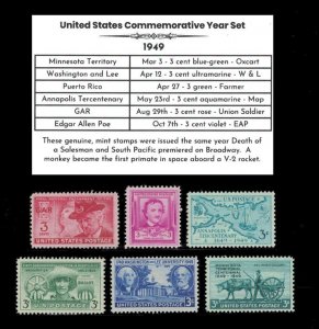 1949 Complete Mint Set of Vintage Commemorative Stamps