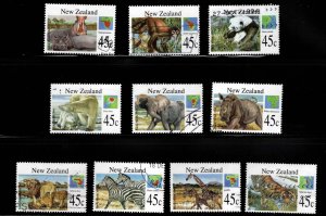 New Zealand Scott 1227-1236 Used Wild Animal set
