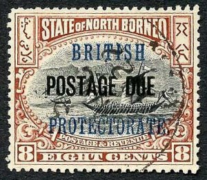 North Borneo SGD43 8c Black and Brown Post Due used Cat 6.5 Pounds