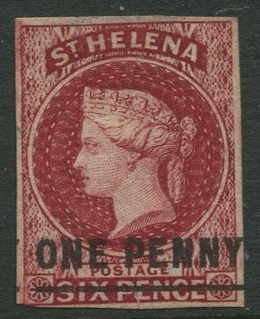 St.Helena - Scott 9 - QV Overprint -1863 - MNG - Single 1p on a 6p Stamp