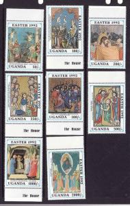 Uganda-Sc#1006-13-unused NH set-Paintings-Easter-1992-