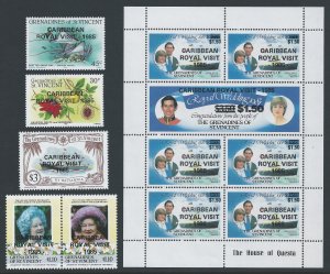 St. Vincent Grenadines #503-9 NH Royal Visit Ovptd (507-8...
