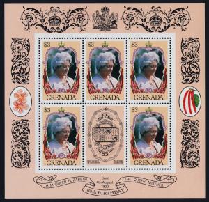 Grenada 1301A-C sheets MNH Queen Mother 85th Birthday, Flowers