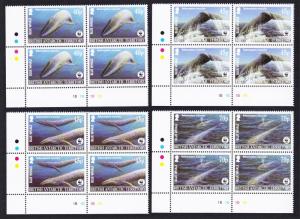 BAT WWF Blue Whale 4 SW Corner Blocks with margins 2003 MNH SG#361-364