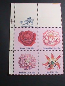 ​UNITED STATES-1981-SC# 1879a LOVELY BEAUTIFUL FLOWERS  MNH IMPRINT  BLOCK