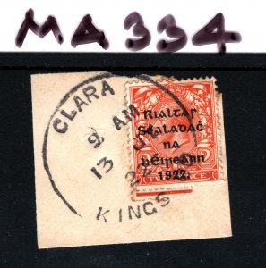 IRELAND 1922 Free State Overprints EIRE *CLARA KINGS CO* Rubber CDS Piece MA334