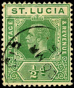 ST LUCIA Sc 64 F-VF/USED - 1912 ½p King George V