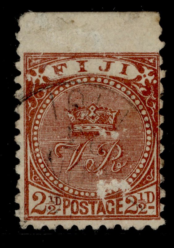 FIJI QV SG79, 2½d chocolate, USED. Cat £29. PERF 10 