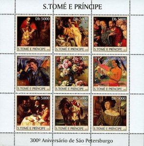 SAO TOME - 2003 - St. Petersburg, 300th Anniv - Perf 9v Sheet -Mint Never Hinged