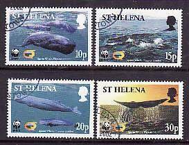 St Helena-Sc#813-16- id8-used set-Marine Life-Sperm Whales-WWF-2002-