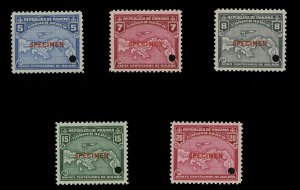 Panama #C6A-8, 1930-41 Airpost, 5c-20c, five values, overprinted Specimen, wi...