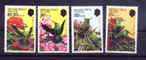 024482 SONG BIRDS VIRGIN ISLANDS set of 4 MNH#24482