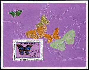 Barbuda #718 Cat$42.50, 1985 Butterflies souvenir sheeet, never hinged