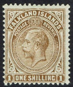 FALKLAND ISLANDS 1912 KGV 1/- WMK MULTI CROWN CA