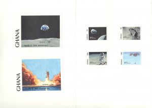 Ghana #1158-1163 Space, Apollo 11 4v & 2v S/S Imperf Proofs in Folder