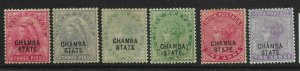 INDIA-CHAMBA SG22/7 1902-4 OVERPRINT SET SL.HVY.MTD MINT