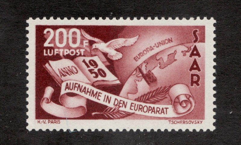 Sc C11 // SG295 - Saar - 1950 - 200f - Airmail - MH - superfleas - cv$100