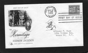 1037 The Hermitage, FDC Art Craft cachet addressed