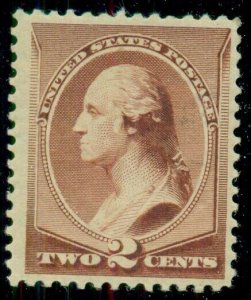 US #210, 2¢ red brown, og, NH, VF, Scott $135.00 