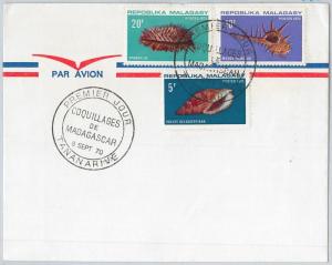 63075 -  MADAGASCAR - POSTAL HISTORY - FDC COVER - 1970  SHELLS