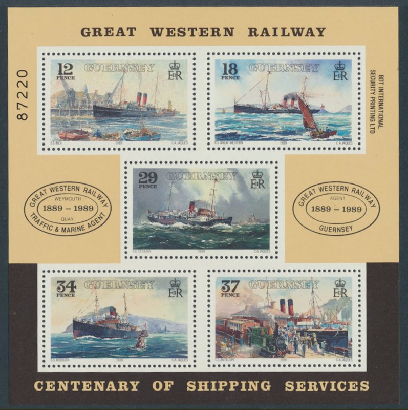 Guernsey GWR Railway Steamer Service MNH SG MS468  SC#  415a  see scan & details