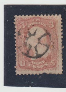 Scott #65 Geometric SON  Fancy Cancel 3 Ct Washington 1861 Civil War