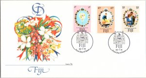 Fiji, Worldwide First Day Cover, Royalty, Flowers