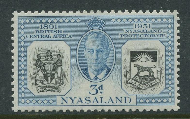 Nyasaland - Scott 92 - General Issue -1951 - MLH - Single 3d Stamp