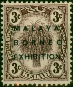 Kedah 1922 3c Deep Purple SG46 Fine MM