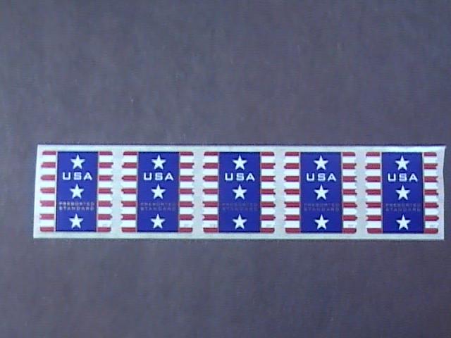 U.S.# 4157-MINT/NH-PLATE # COIL STRIP OF 5(V#222)---USA-STARS AND STRIPES --2007