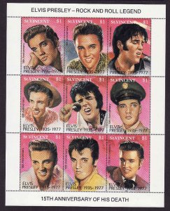 St. Vincent-Sc#1642-unused NH sheet-Elvis Presley-1992-