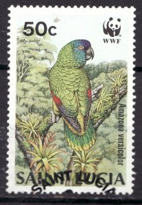 1987 Saint Lucia Sc #904 - 50¢ WWF Amazon Parrot (bird) used stamp