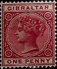 Gibraltar 1886 1d SG 9 * MH QV (002804)