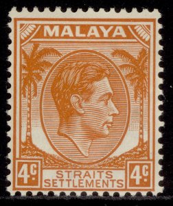 MALAYSIA - Straits Settlements GVI SG296, 4c orange, M MINT. Cat £90. DIE II