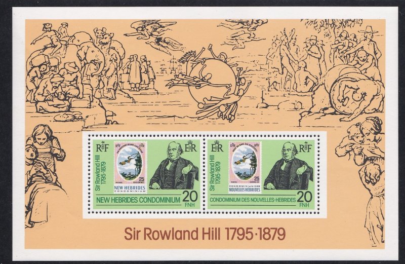 Br. New Hebrides, # 266a, Sir Rowland Hill, Stamp on Stamp, Souvenir Sheet, NH